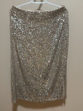 Cable & Gauge Champagne Sequin Pencil Skirt